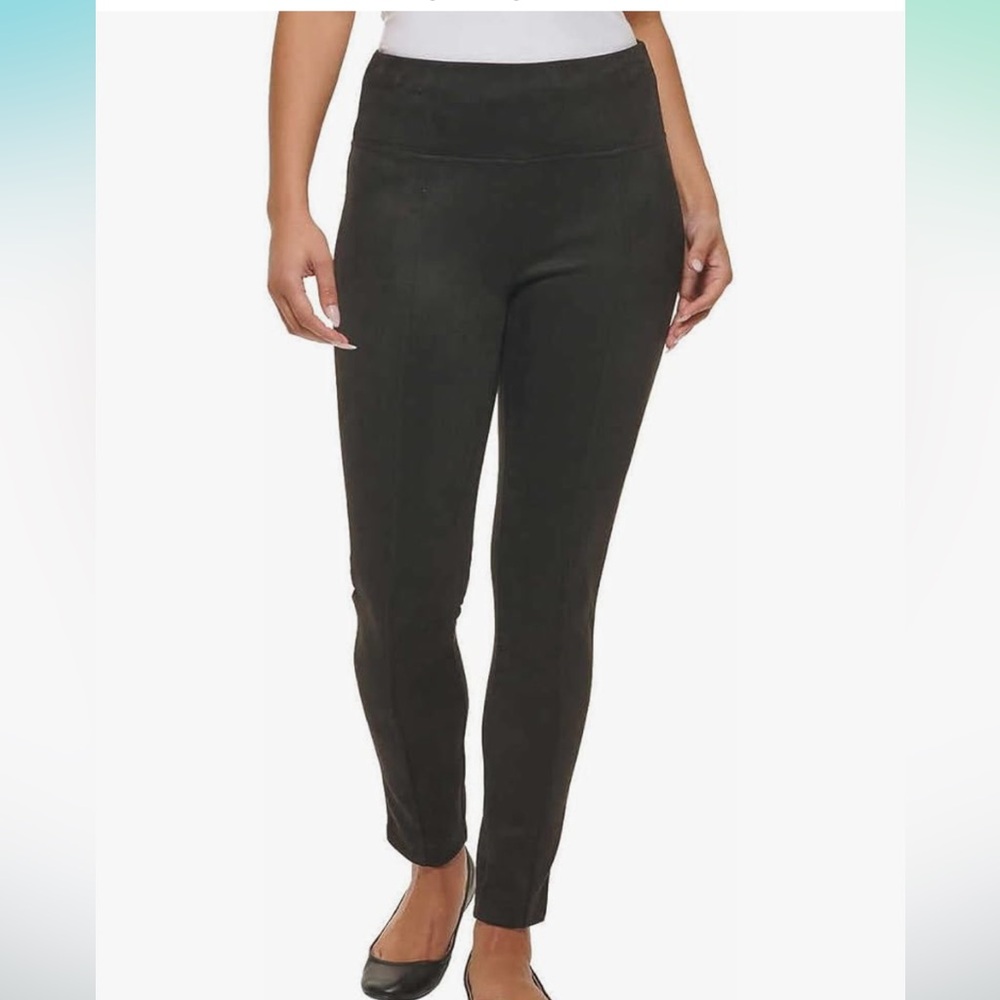 Andrew Marc Womens Lightweight Faux Suede Pull on Pant in dark‎ brown